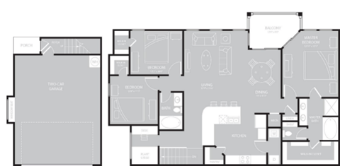 Floor plan for 3 beds, 2 baths, 1578 sqft